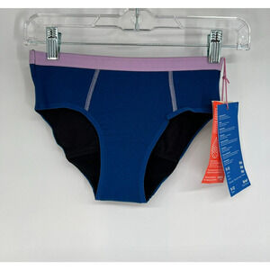 NWT Thinx Teen Period Underwear Shorty Panties 11-12 Blue Purple Organic Cotton
